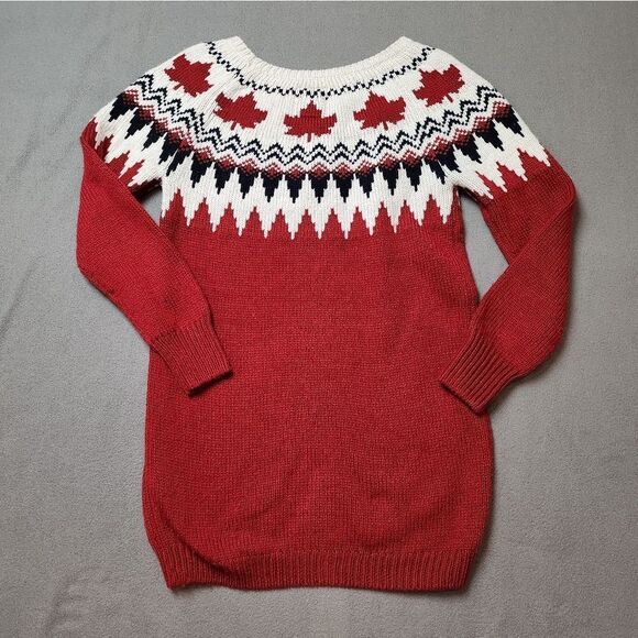 Canadiana Sweater Maple Leaf Canada Nordic Red Black White Wool Blend Women's M - Picture 7 of 10